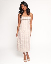 Petal & Pup - Norma Strapless Midi Dress - Pink Floral