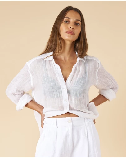 CAMIXA - Crinkle Oversized Linen Shirt