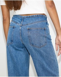 Dazie - Budapest Tie Front Low Rise Straight Leg Jeans