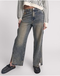 ONE TEASPOON - Billie Mid Waist Long Rise Straight Leg Denim Jeans - Old Blue