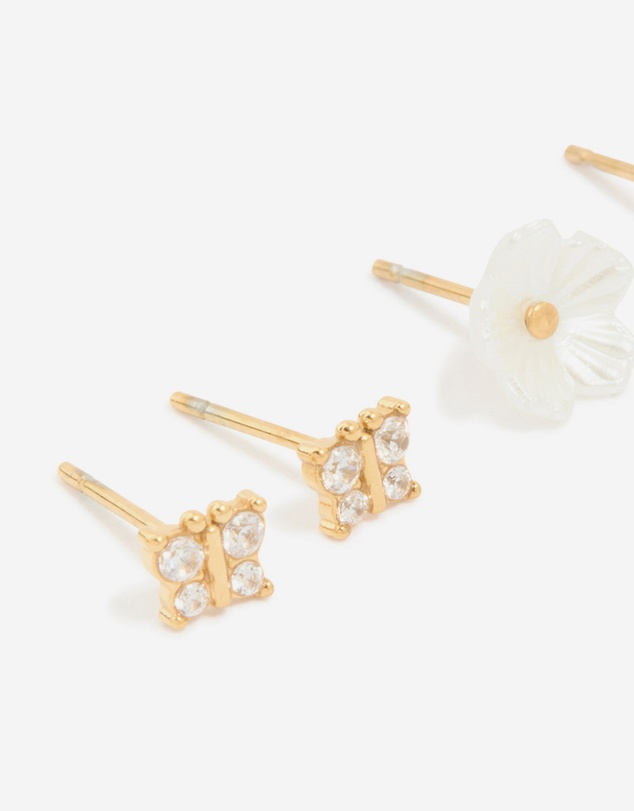 Lovisa - Waterproof Gold Plated Stainless Steel Garden Party Earrings 3-Pack