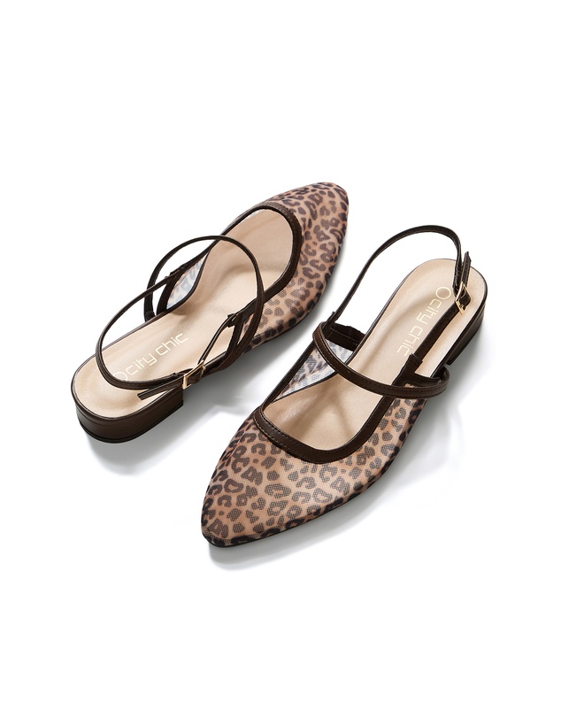 City Chic - WIDE FIT Animal Mesh Flat