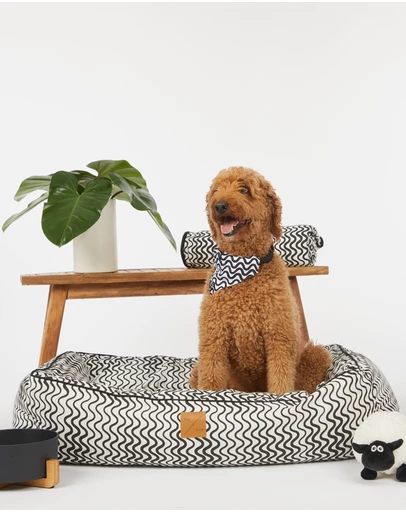 Mog & Bone - Bolster Dog Bed - Black Wave
