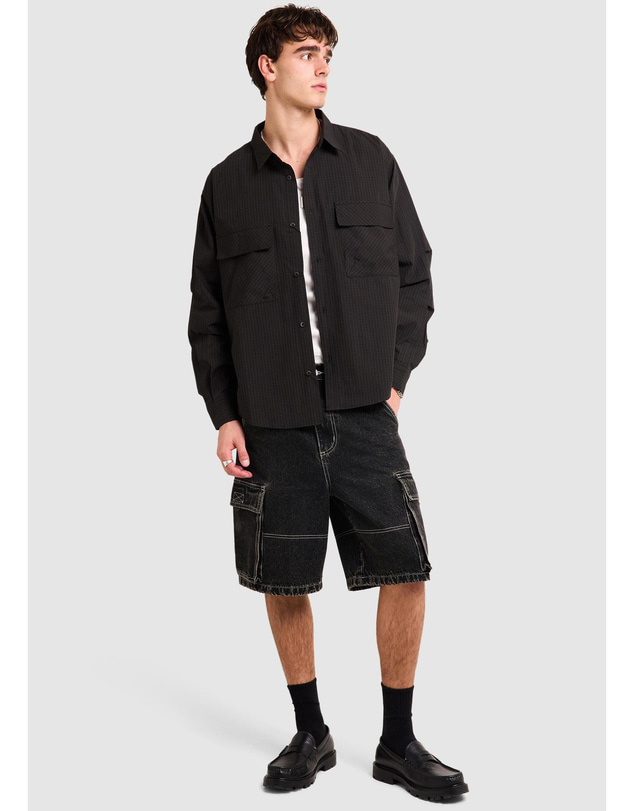 Black Noise White Rain - Oliver Tech Long Sleeve Shirt