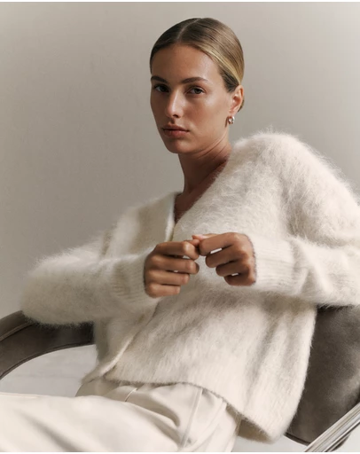 Trenery - Brushed Alpaca Cardigan in Marshmallow
