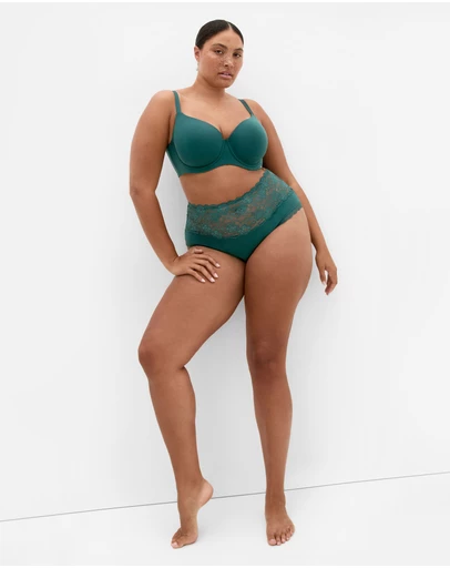 City Chic - Plus size Smooth & Chic Cotton T-Shirt Bra - deep teal