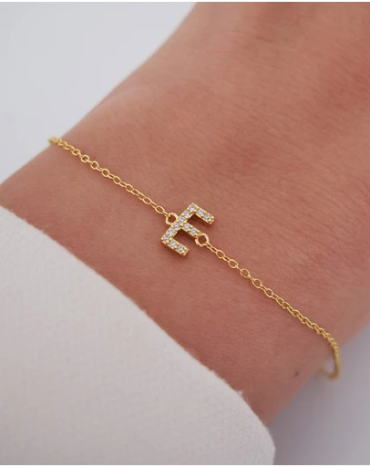 The Silver Collective - A-Z Letter Bracelet Gold - E