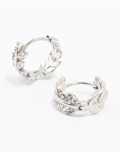 Lovisa - Surgical Steel Diamante Leaf Huggie Earrings