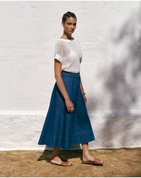 Trenery - Soft Denim Skirt in Mid Blue