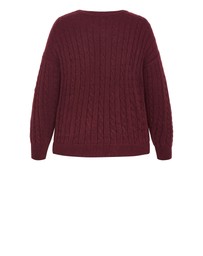 City Chic - Plus size Kenia Crew Neck Knit Jumper - wildberry