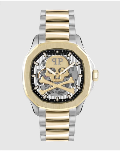Philipp Plein - Skeleton Spectre 42mm Gold Case Silver Bracelet