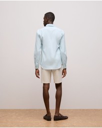 Trenery - Tailored Fit Puppytooth Check Shirt in Duck Egg Blue