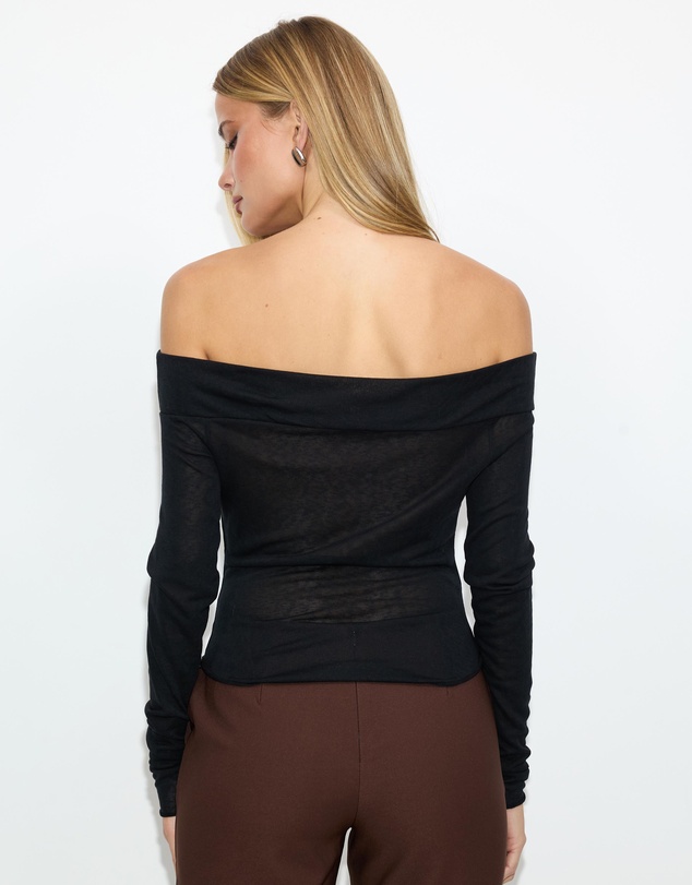 Dazie - Avery Sheer Long Sleeve Top