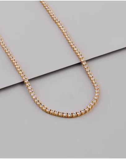 Wanderlust + Co - Pave 14K Gold Vermeil Tennis Necklace