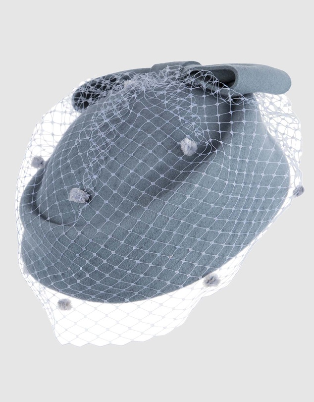 Max Alexander - Felt Blue Pillbox Hat With Veil