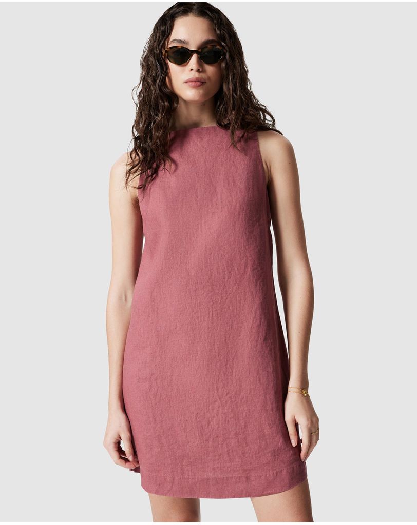 strapless open back dress Zimmermann Wonderland Picnic Linen Midi Dress Red main image 1