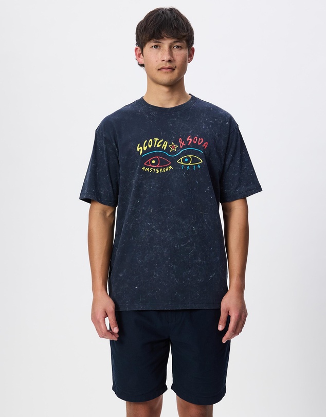 Scotch & Soda - Front Artwork Relaxed-Fit Snow-Washed T-Shirt