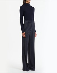Carla Zampatti - Navy Pinstripe Wide Leg Pant
