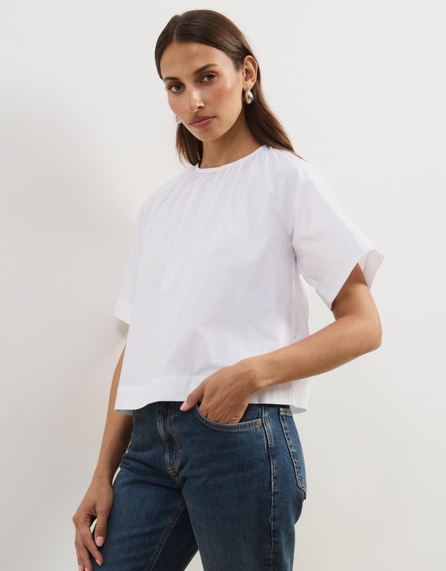 Atmos&Here - Tirsa Cotton Gathered Short Sleeve Top