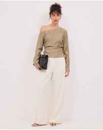 Calli - Amara Ruched Sheer Long Sleeve Top