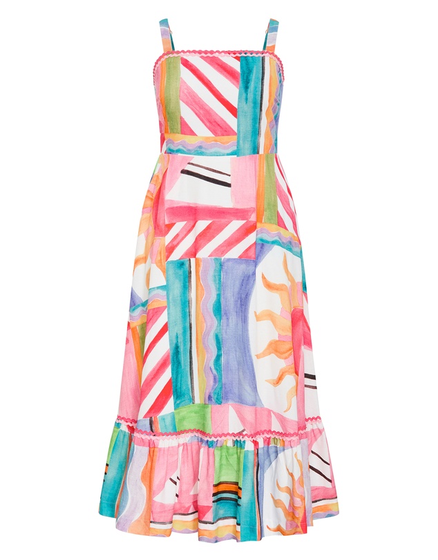 City Chic - Plus size Sunlit Print Maxi Dress - peachy pink