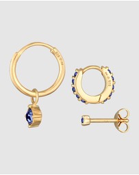 Elli Jewelry - Earrings Set Crystal 925 Sterling Silver Gold-Plated
