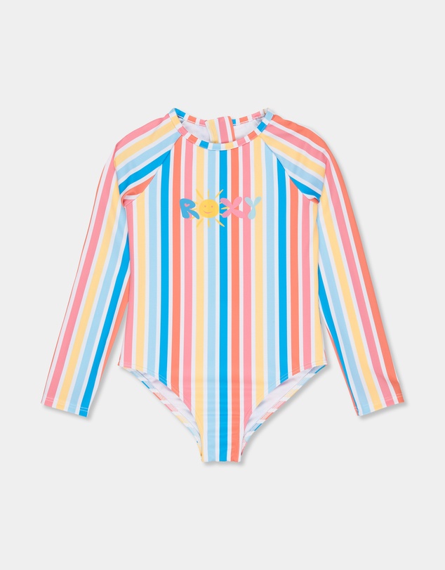 Roxy - Girls 8 to 16 Holly Stripe Long Sleeve Onesie Rash Vest