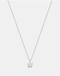 Elli Jewelry - Necklace Kids Butterfly Enamel Pastel 925 Sterling Silver