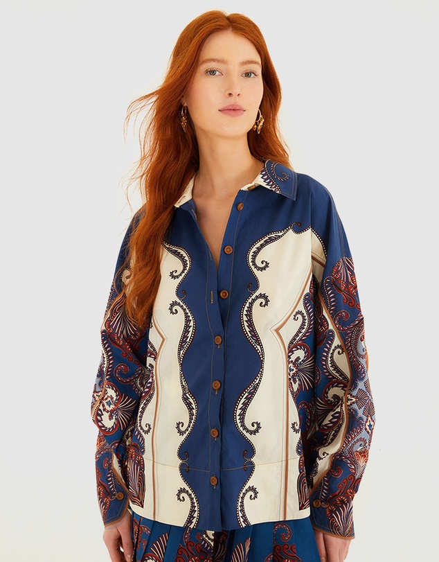 Farm Rio - Arabesque Scarf Long Sleeve Shirt