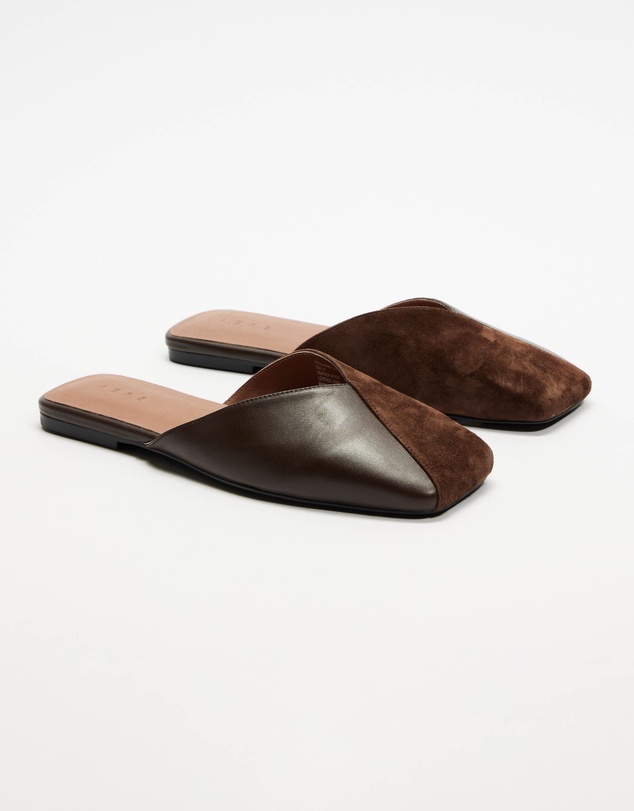 AERE - Suede Leather Spliced Slides