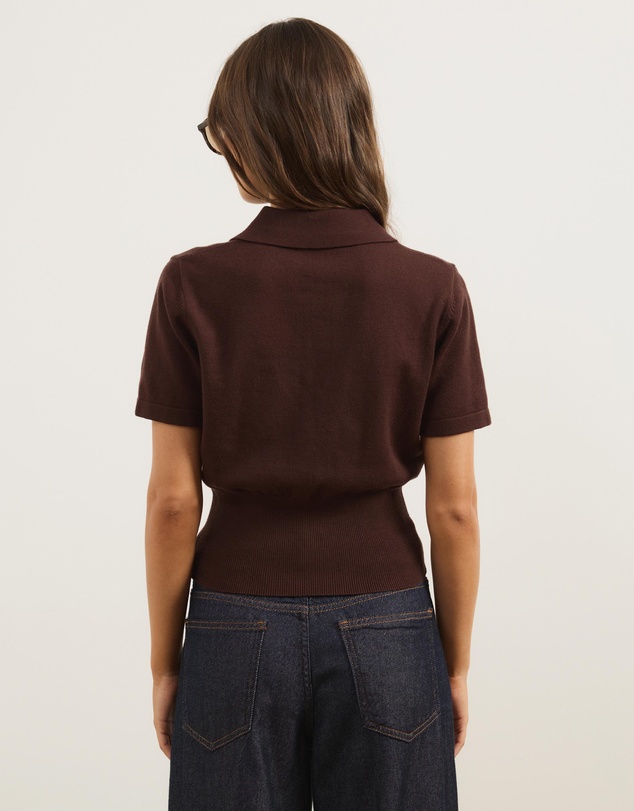 Atmos&Here - Cassie Knitted Fitted Waist Polo Top