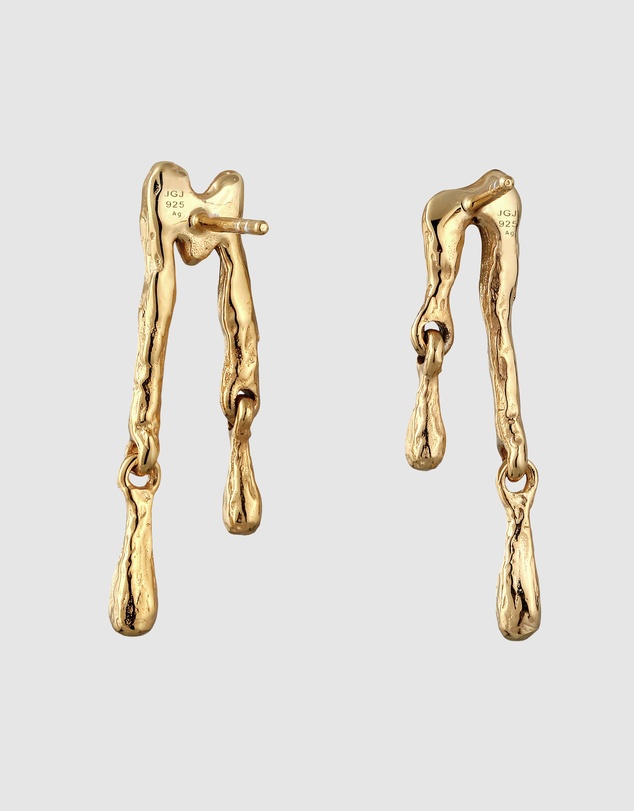 Elli Jewelry - Elli Jewelry Molten Drip Stud Earrings in Gold-Plated 925 Silver