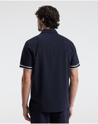 Calibre - Stripe Trim Textured Overshirt Navy
