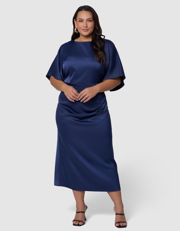 Pink Dusk by Curve Project - Dark Romance Satin Midi Dress