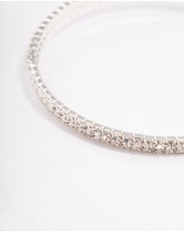 Lovisa - Silver Diamante Pearl Double Row Bangle