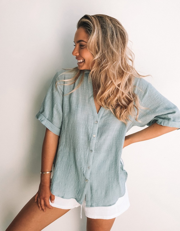 Esther & Co - Fraise Top - Faded Teal