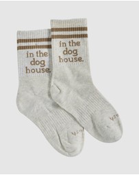 Skwosh - Dog House Kids Socks in Brown Stripe