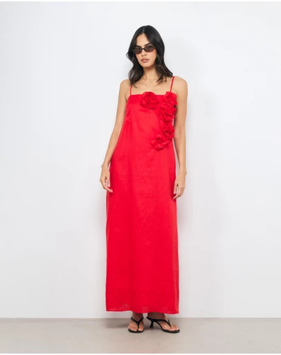 AERE - Mika Placement Flower Maxi Dress
