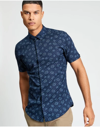 Ben Sherman - Floral Geo Print Short Sleeve Shirt