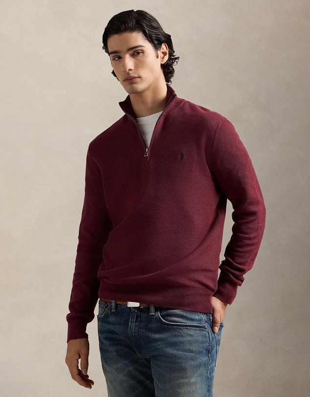Polo Ralph Lauren - Mesh-Knit Cotton Quarter-Zip Sweater
