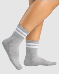 Pussyfoot - 6 Pack Unisex Striped Sport Quarter Crew Socks Bamboo Blend & Arch Support