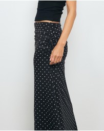 AERE - Chloe Mesh Polka Dot Maxi Skirt
