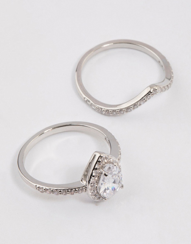 Lovisa - Silver Crowned Pear Crystal Ring