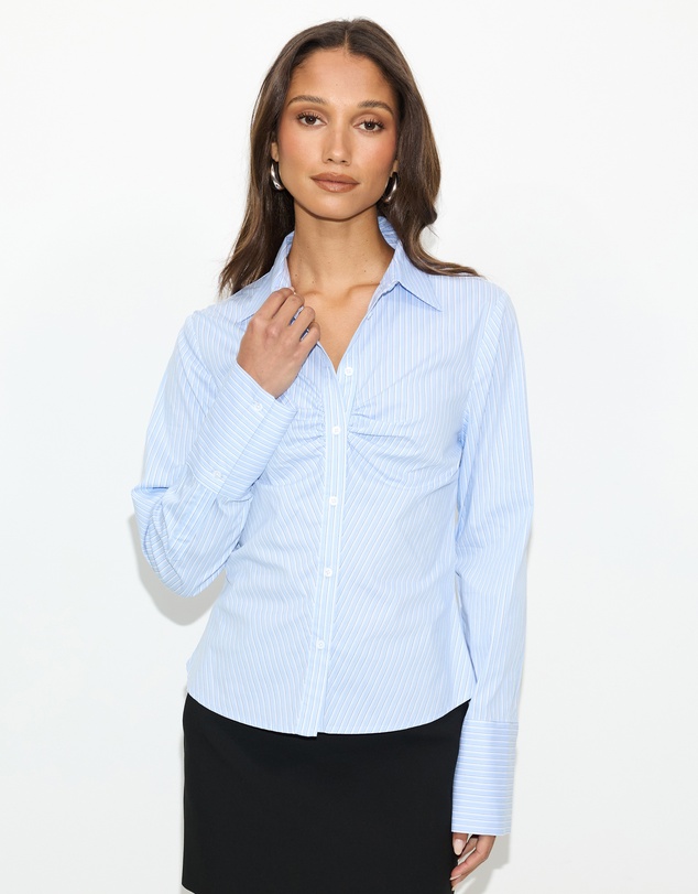 Dazie - Avery Striped Gathered Shirt