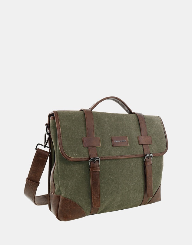 Pierre Cardin - Pierre Cardin Canvas Laptop Satchel Bag