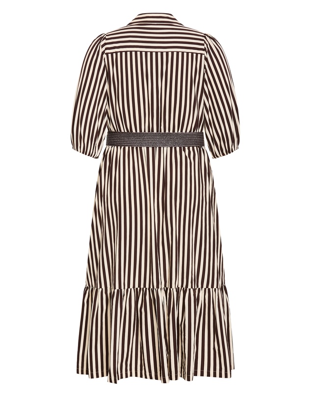 City Chic - Plus size Rosie Stripe Belted Dress - dark chocolate