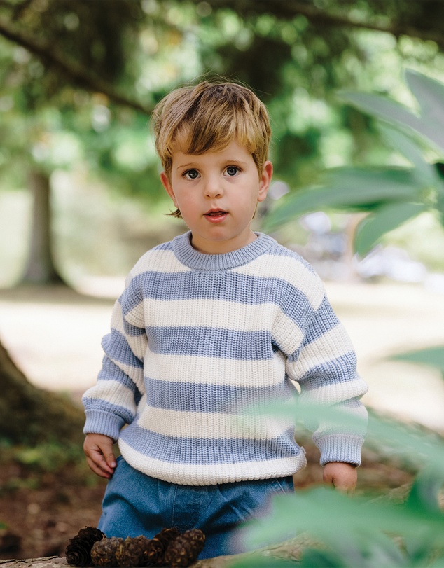 Kynd Baby - Knit Stripe Jumper in Sky Blue Stripe