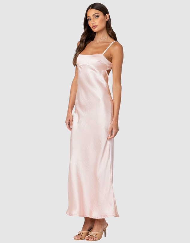 EDIKTED - Vienna Open Back Satin Maxi Dress