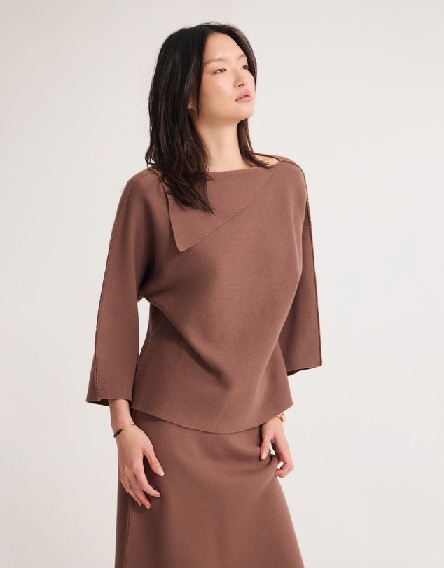 Oxford - Laura Knitted Folded Collar Top