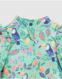 Purebaby - Printed Frilly Long Sleeve Swimsuit- Kids-Babies